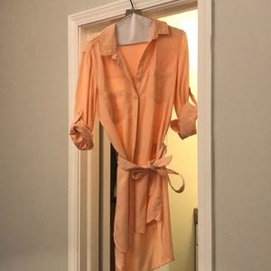 Anthropologie peach shirt dress